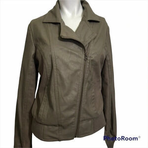 Jack by BB Dakota Grey Faux Leather Moto Jacket Size Medium